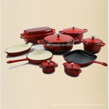 9PCS Enamel Cast Iron Cookware Set Supplier From China